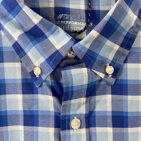 Vineyard Vines Shirt men's XL Button Down OTG On-The-Go Performance Plaid Blue - Picture 7 of 12